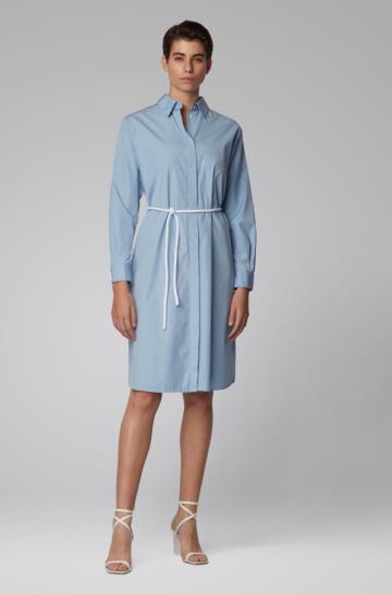 Sukienki Koszulowe BOSS Cotton Poplin Głęboka Niebieskie Damskie (Pl07346)